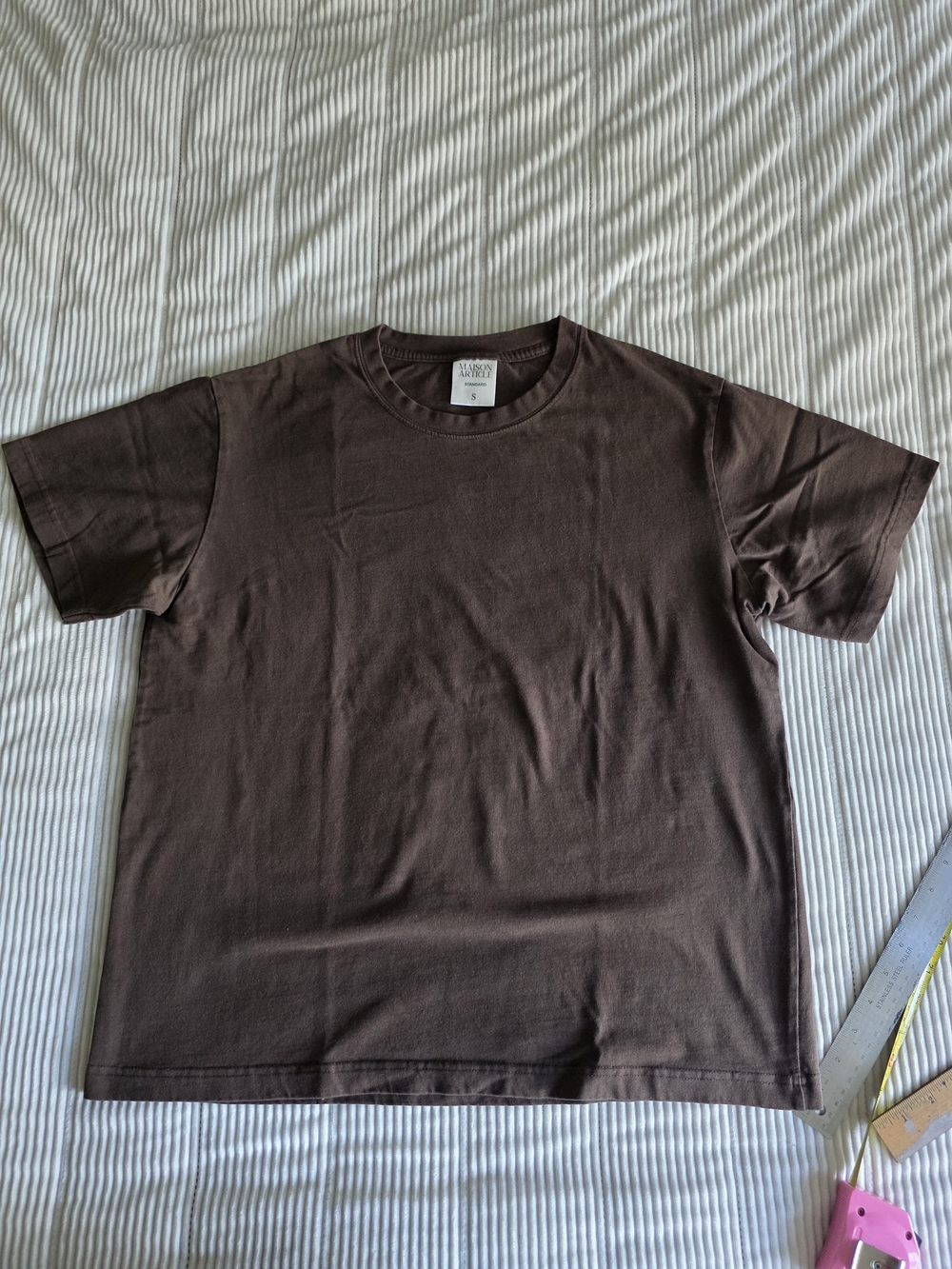 Maison Article Standard Relaxed Men's Crew Neck T-Shirt in Dark Brown - Size S